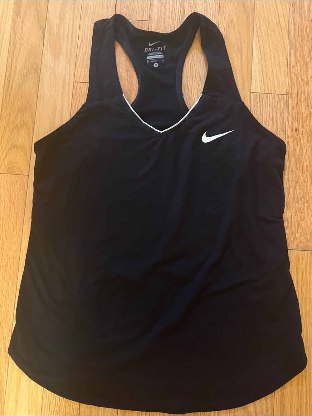 Nike Black Racerback Dri-FIT Tank Top with White Swoosh
